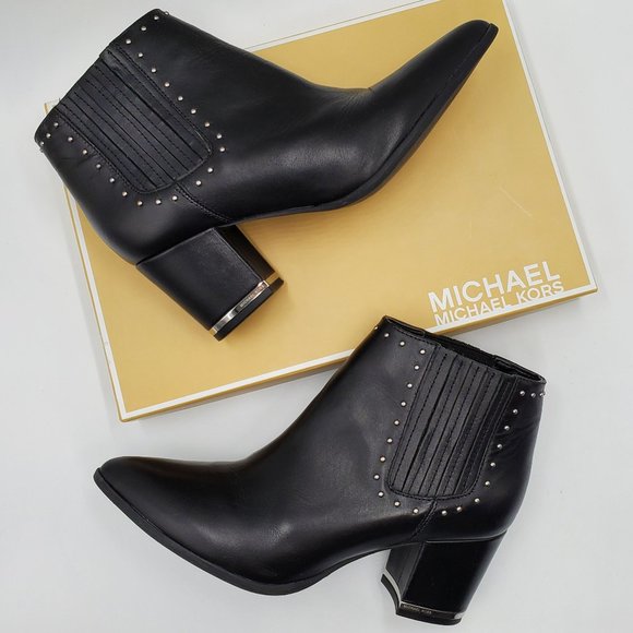 MICHAEL Michael Kors Black Leather Ankle Booties - Picture 14 of 16